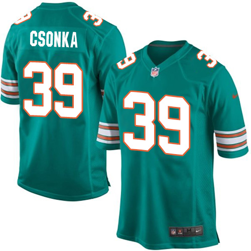 Men's Nike Miami Dolphins #39 Larry Csonka Game Aqua Green Alternate NFL Jersey