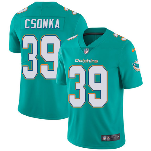Youth Nike Miami Dolphins #39 Larry Csonka Aqua Green Team Color Vapor Untouchable Limited Player NFL Jersey
