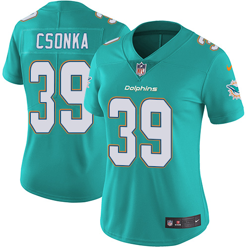 Women's Nike Miami Dolphins #39 Larry Csonka Aqua Green Team Color Vapor Untouchable Elite Player NFL Jersey