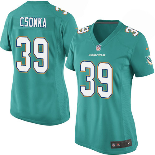 Women's Nike Miami Dolphins #39 Larry Csonka Game Aqua Green Team Color NFL Jersey