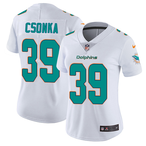Women's Nike Miami Dolphins #39 Larry Csonka White Vapor Untouchable Elite Player NFL Jersey