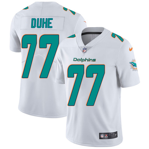 Men's Nike Miami Dolphins #77 Adam Joseph Duhe White Vapor Untouchable Limited Player NFL Jersey