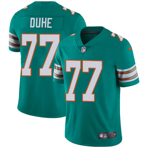 Men's Nike Miami Dolphins #77 Adam Joseph Duhe Aqua Green Alternate Vapor Untouchable Limited Player NFL Jersey