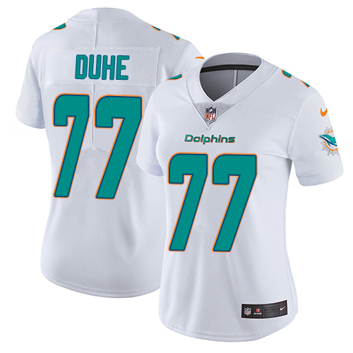 Women's Nike Miami Dolphins #77 Adam Joseph Duhe White Vapor Untouchable Elite Player NFL Jersey