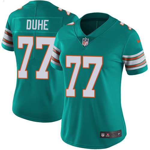 Women's Nike Miami Dolphins #77 Adam Joseph Duhe Aqua Green Alternate Vapor Untouchable Limited Player NFL Jersey