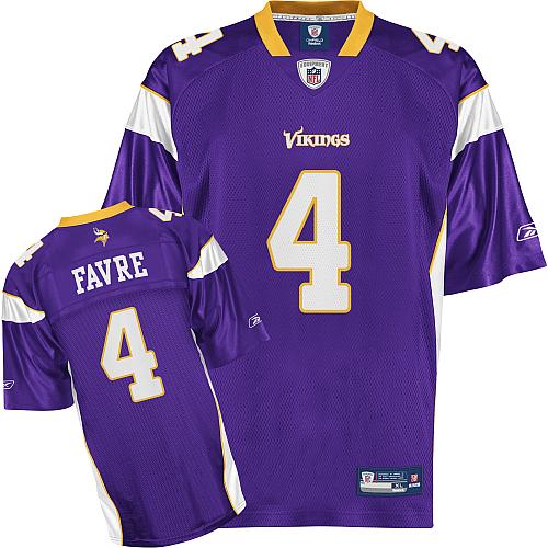 Reebok Minnesota Vikings #4 Brett Favre Purple Team Color Authentic Throwback NFL Jersey
