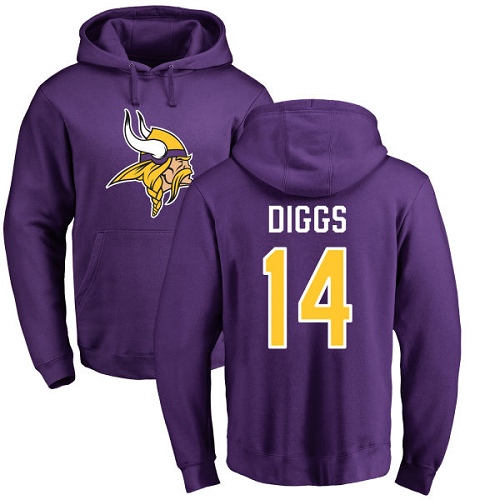 NFL Nike Minnesota Vikings #14 Stefon Diggs Purple Name & Number Logo Pullover Hoodie