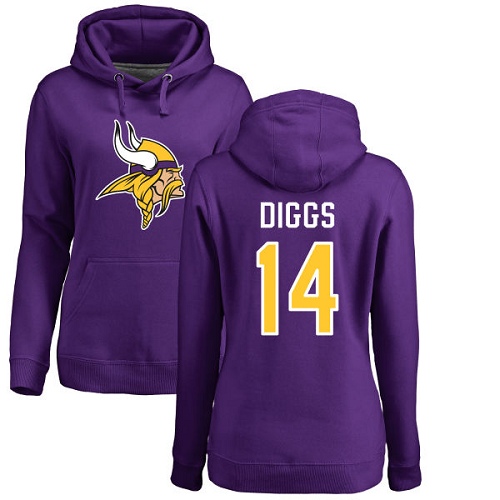 NFL Women's Nike Minnesota Vikings #14 Stefon Diggs Purple Name & Number Logo Pullover Hoodie