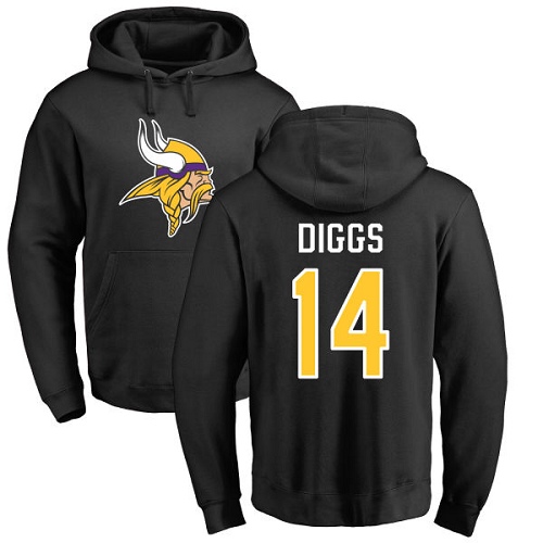 NFL Nike Minnesota Vikings #14 Stefon Diggs Black Name & Number Logo Pullover Hoodie