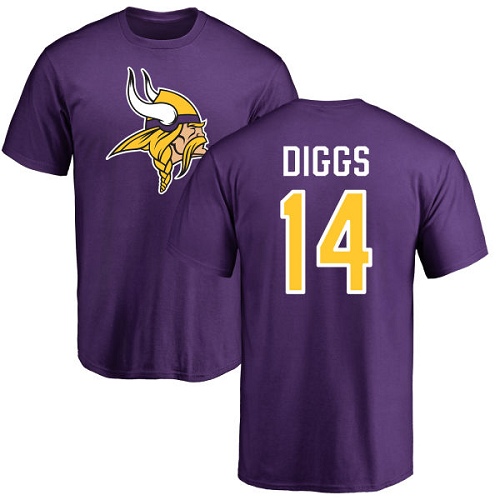 NFL Nike Minnesota Vikings #14 Stefon Diggs Purple Name & Number Logo T-Shirt
