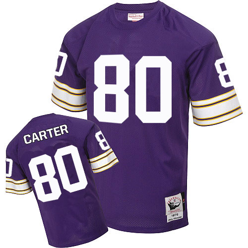 Mitchell And Ness Minnesota Vikings #80 Cris Carter Purple Team Color Authentic Throwback NFL Jersey