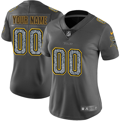 Women's Nike Minnesota Vikings Customized Gray Static Vapor Untouchable Custom Limited NFL Jersey