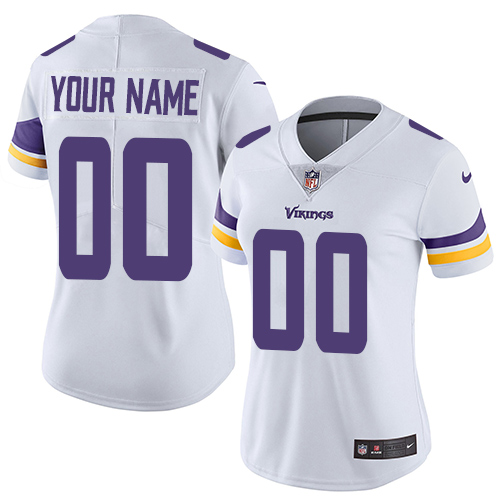 Women's Nike Minnesota Vikings Customized White Vapor Untouchable Custom Limited NFL Jersey