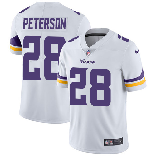 Men's Nike Minnesota Vikings #28 Adrian Peterson White Vapor Untouchable Limited Player NFL Jersey