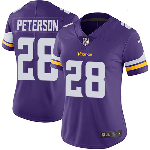 Women's Nike Minnesota Vikings #28 Adrian Peterson Purple Team Color Vapor Untouchable Limited Player NFL Jersey