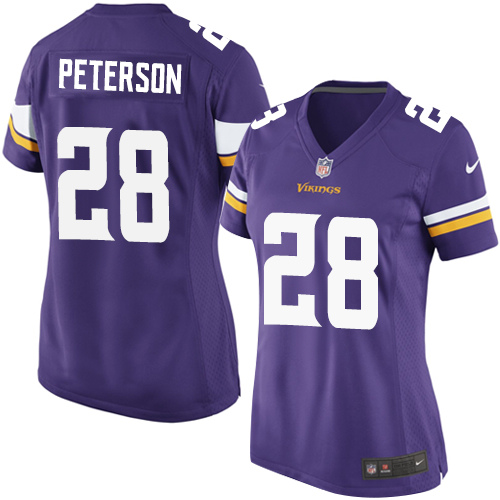 Women's Nike Minnesota Vikings #28 Adrian Peterson Game Purple Team Color NFL Jersey