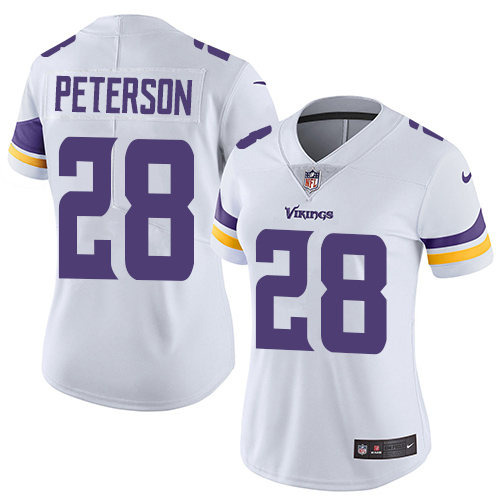 Women's Nike Minnesota Vikings #28 Adrian Peterson White Vapor Untouchable Elite Player NFL Jersey