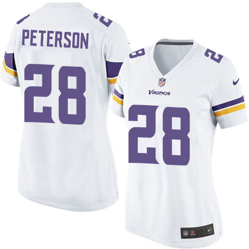 Women's Nike Minnesota Vikings #28 Adrian Peterson Game White NFL Jersey