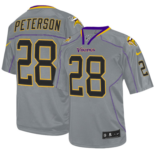 Men's Nike Minnesota Vikings #28 Adrian Peterson Elite Lights Out Grey NFL Jersey