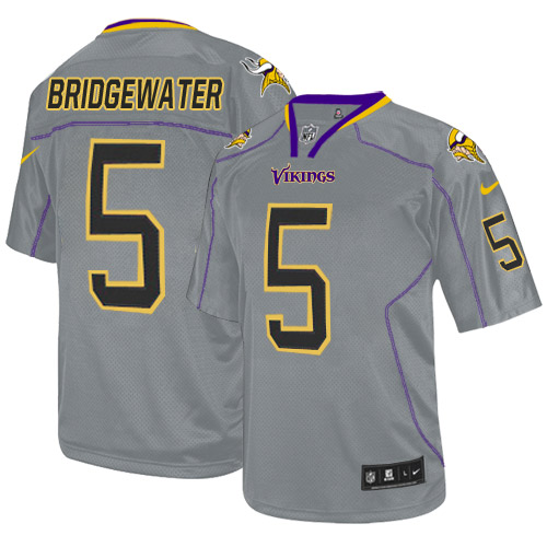 Men's Nike Minnesota Vikings #5 Teddy Bridgewater Elite Lights Out Grey NFL Jersey