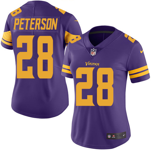 Women's Nike Minnesota Vikings #28 Adrian Peterson Elite Purple Rush Vapor Untouchable NFL Jersey