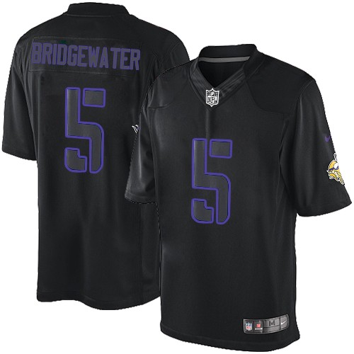 Men's Nike Minnesota Vikings #5 Teddy Bridgewater Limited Black Impact NFL Jersey
