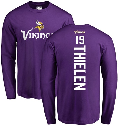 NFL Nike Minnesota Vikings #19 Adam Thielen Purple Backer Long Sleeve T-Shirt