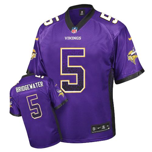 Men's Nike Minnesota Vikings #5 Teddy Bridgewater Elite Purple Drift Fashion NFL Jersey