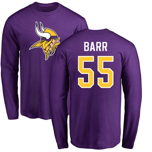 NFL Nike Minnesota Vikings #55 Anthony Barr Purple Name & Number Logo Long Sleeve T-Shirt