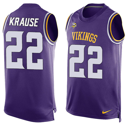 Men's Nike Minnesota Vikings #22 Paul Krause Limited Purple Player Name & Number Tank Top NFL Jersey