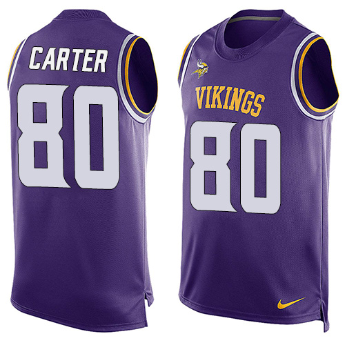 Men's Nike Minnesota Vikings #80 Cris Carter Limited Purple Player Name & Number Tank Top NFL Jersey