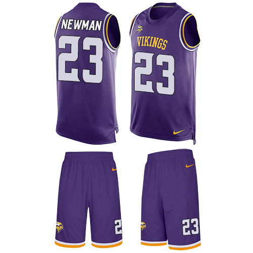 Men's Nike Minnesota Vikings #23 Terence Newman Limited Purple Tank Top Suit NFL Jersey