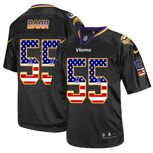 Men's Nike Minnesota Vikings #55 Anthony Barr Elite Black USA Flag Fashion NFL Jersey