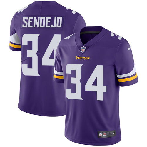 Men's Nike Minnesota Vikings #34 Andrew Sendejo Purple Team Color Vapor Untouchable Limited Player NFL Jersey