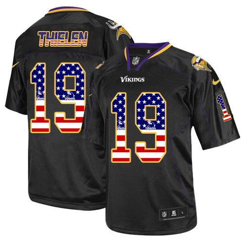Men's Nike Minnesota Vikings #19 Adam Thielen Elite Black USA Flag Fashion NFL Jersey