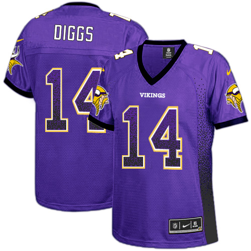 Women's Nike Minnesota Vikings #14 Stefon Diggs Elite Purple Drift Fashion NFL Jersey