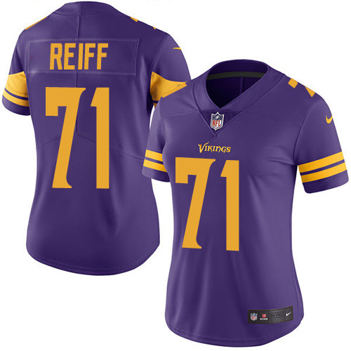 Women's Nike Minnesota Vikings #71 Riley Reiff Limited Purple Rush Vapor Untouchable NFL Jersey