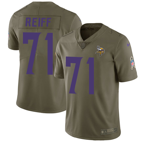 Youth Nike Minnesota Vikings #71 Riley Reiff Limited Olive 2017 Salute to Service NFL Jersey