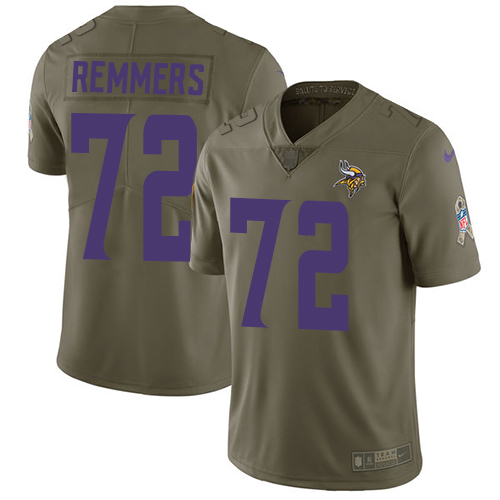 Men's Nike Minnesota Vikings #72 Mike Remmers Limited Olive 2017 Salute to Service NFL Jersey