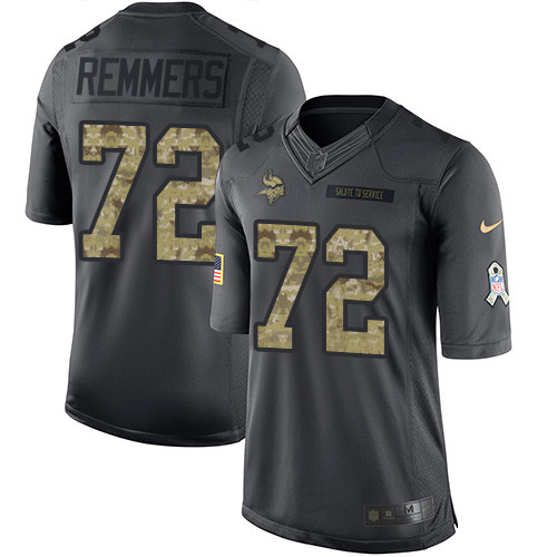 Men's Nike Minnesota Vikings #72 Mike Remmers Limited Black 2016 Salute to Service NFL Jersey