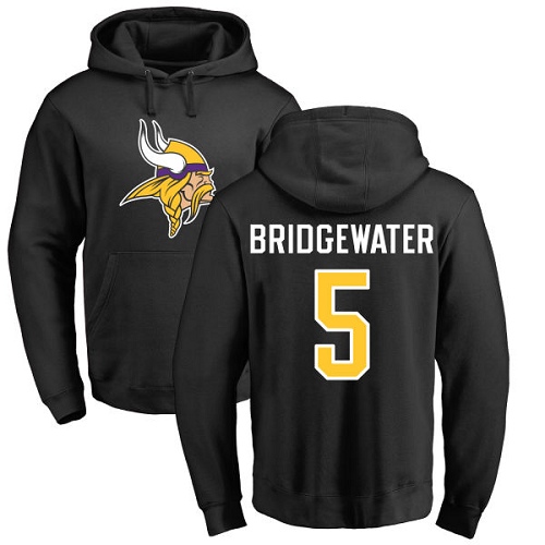 NFL Nike Minnesota Vikings #5 Teddy Bridgewater Black Name & Number Logo Pullover Hoodie