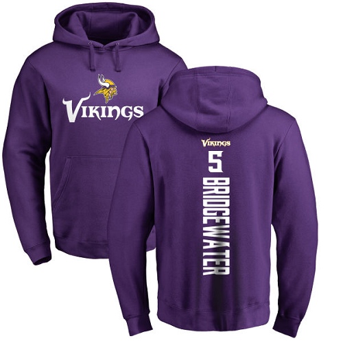 NFL Nike Minnesota Vikings #5 Teddy Bridgewater Purple Backer Pullover Hoodie
