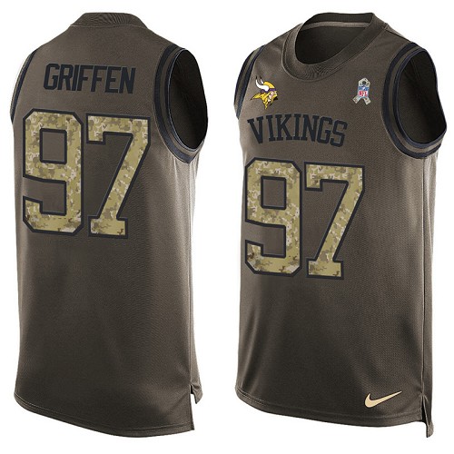 Men's Nike Minnesota Vikings #97 Everson Griffen Limited Green Salute to Service Tank Top NFL Jersey