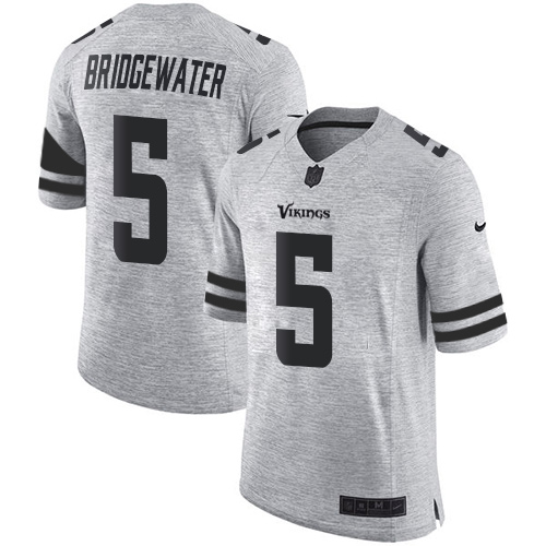 Men's Nike Minnesota Vikings #5 Teddy Bridgewater Limited Gray Gridiron II NFL Jersey
