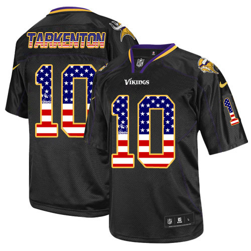 Men's Nike Minnesota Vikings #10 Fran Tarkenton Elite Black USA Flag Fashion NFL Jersey