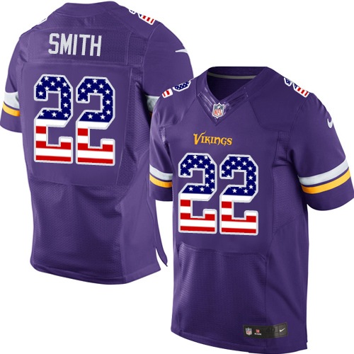 Men's Nike Minnesota Vikings #22 Harrison Smith Elite Purple Home USA Flag Fashion NFL Jersey