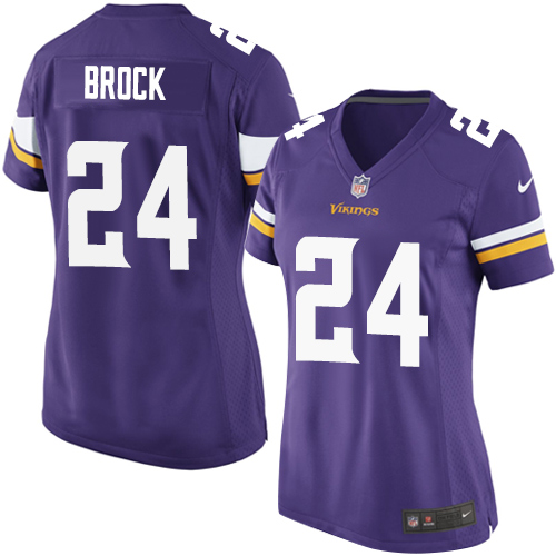 Women's Nike Minnesota Vikings #24 Tramaine Brock Game Purple Team Color NFL Jersey