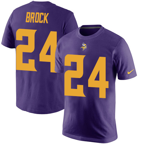 NFL Nike Minnesota Vikings #24 Tramaine Brock Purple Rush Pride Name & Number T-Shirt