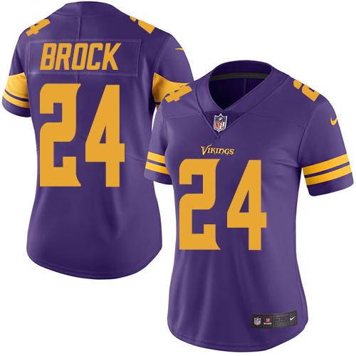 Women's Nike Minnesota Vikings #24 Tramaine Brock Limited Purple Rush Vapor Untouchable NFL Jersey