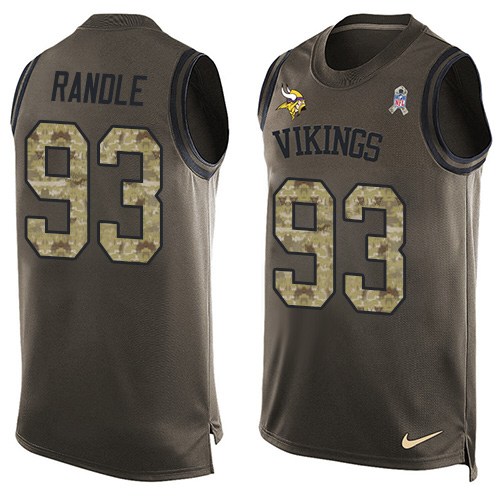 Men's Nike Minnesota Vikings #93 John Randle Limited Green Salute to Service Tank Top NFL Jersey